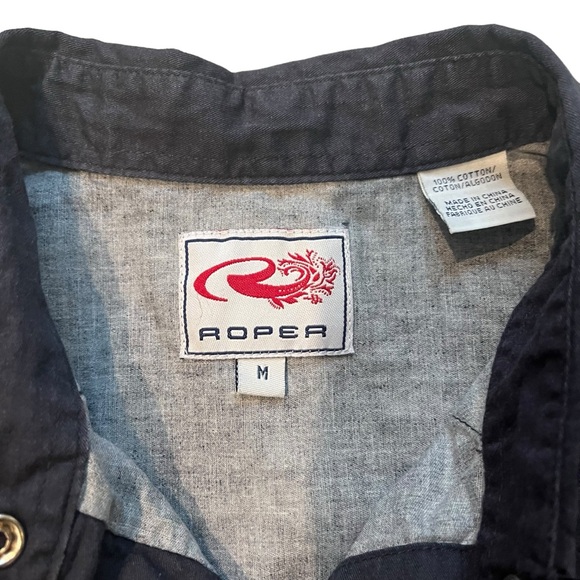 Vintage Roper Horse Print Western Cotton Long Sleeve Snap Button Shirt, Sz M - Picture 10 of 12